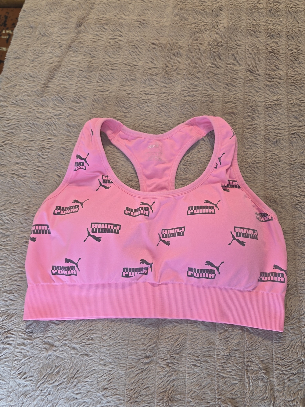 Puma Pink Logo Racerback Sports Bra